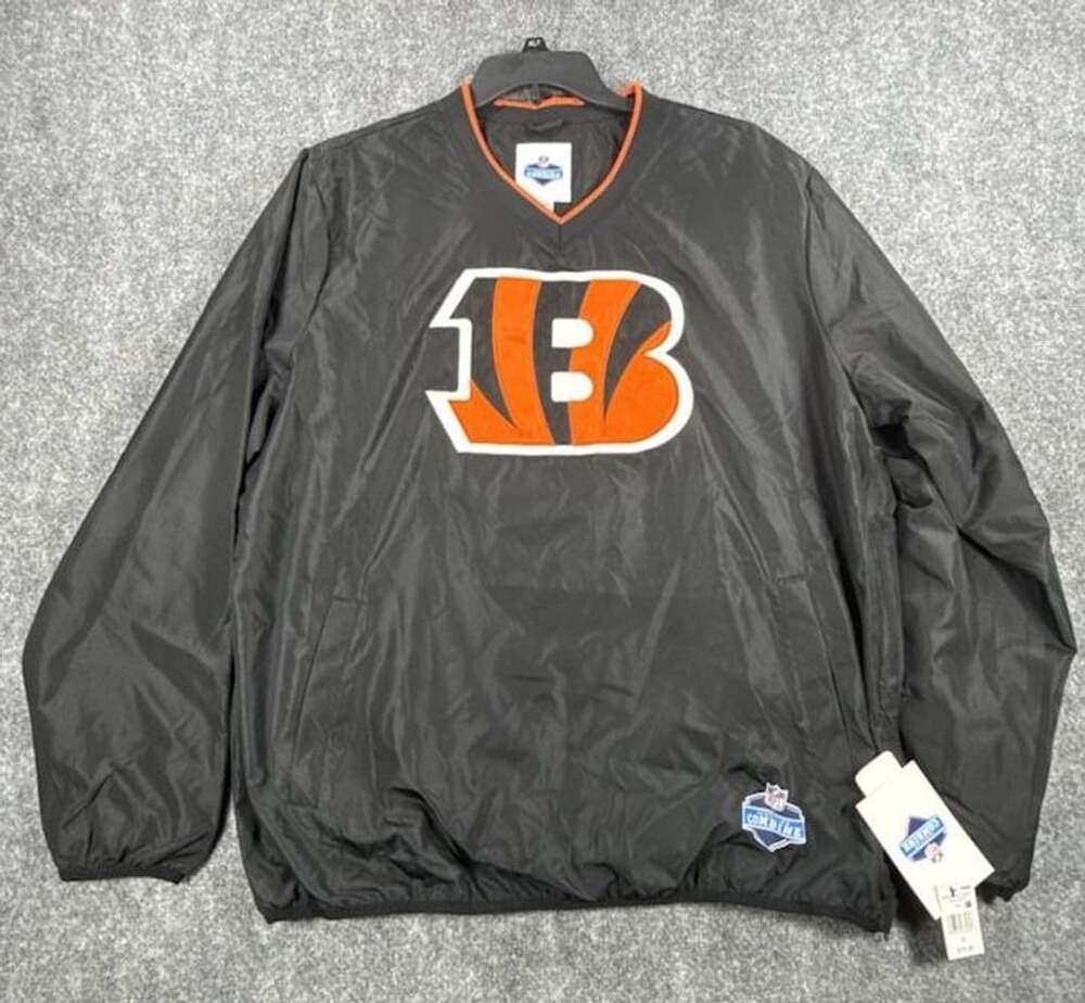 NFL Combine Cincinnati Bengals Crossover Vneck Pullover Size XL Black NWT